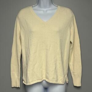 Duna Handloomed California‎ Minimalist Neutral Ivory Relaxed Sweater Womens Sz M